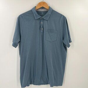 Free Fly Polo Shirt Mens L Blue Bamboo Cotton Blend Short Sleeve Pocket Casual